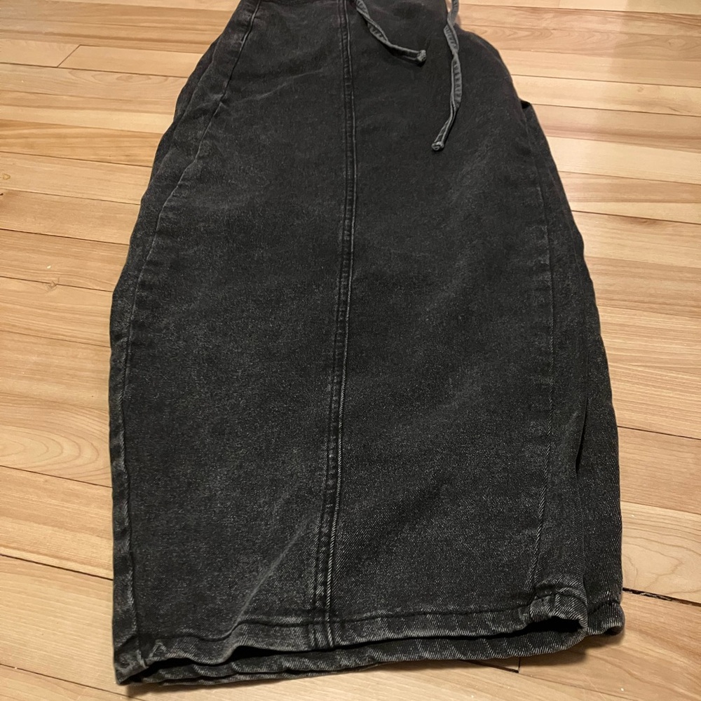 Vigoss Black Wash Drawstring Wide Leg Denim Pants